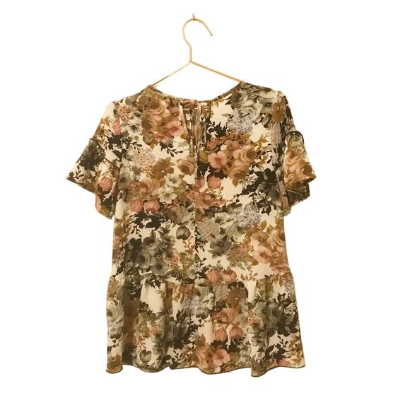 Orange creek floral ruffle sleeve blouse size small - Picture 2 of 6